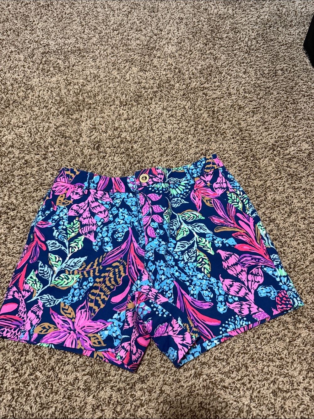Lilly Pulitzer Navy Floral Print Shorts with Bright Accents